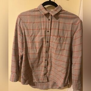 Madewell Tan and Orange Plaid Shirt